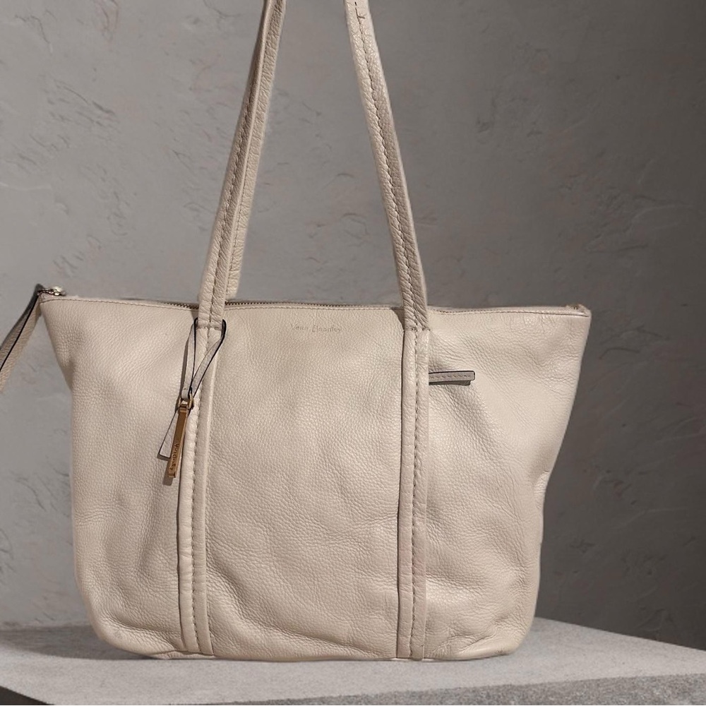 Vera Bradley Leather Mallory Tote Bag Elegant White/Cream Genuine Leather